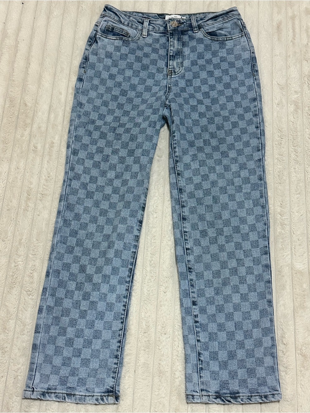 Rue21 Checkerboard Denim Jeans in Light Blue